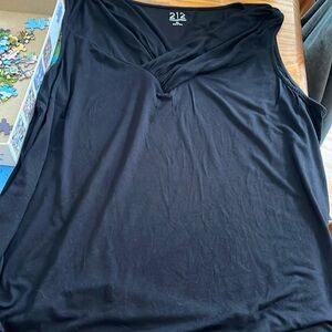 212 Collection Black Sleeveless V Neck Top Size XL